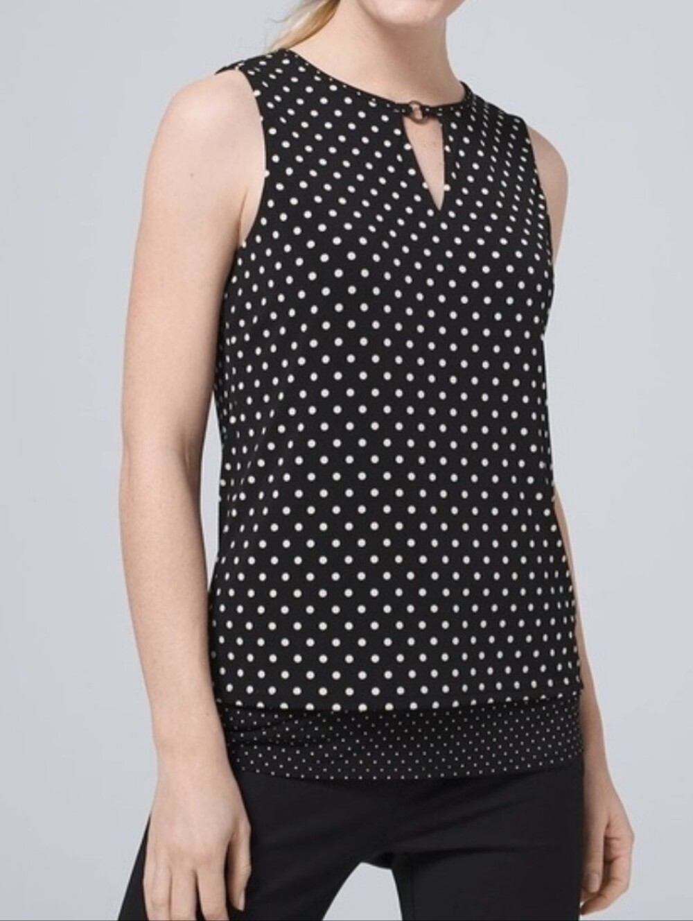 White House Black Market Layered Polka Dot Tank Top
